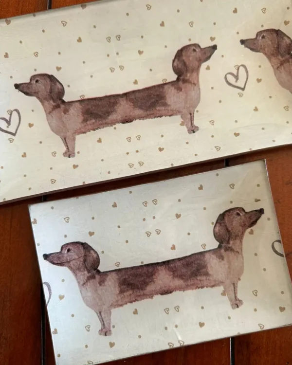 Platos decoupage para regalar perros Teckel