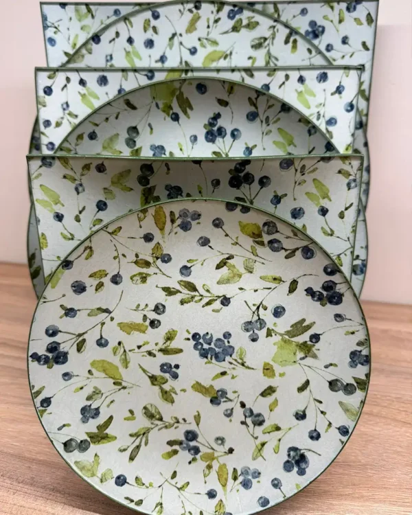 Platos decoupage León para regalar arándanos