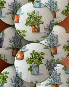 Platos decoupage para regalar hierbas aromáticas