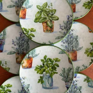 Platos decoupage para regalar hierbas aromáticas