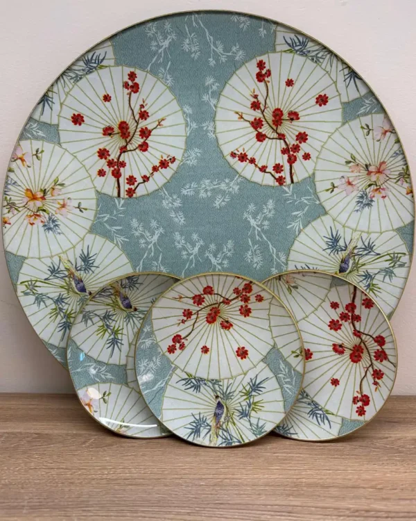 Platos decoupage para regalar paraguas asiáticos