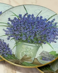 Platos decoupage para regalar León lavanda