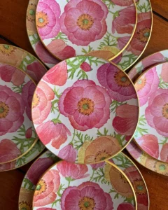 Platos decoupage para regalar León amapola rosada de Islandia
