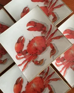 Platos decoupage para regalar cangrejo