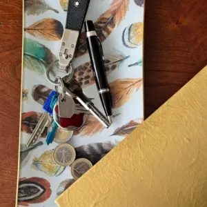 Platos decoupage para regalar León plumas para papá
