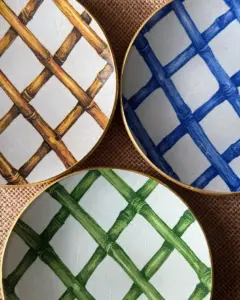 Platos decoupage para regalar cañas de bambú