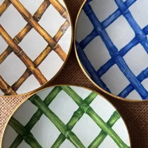 Platos decoupage para regalar cañas de bambú