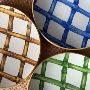 Platos decoupage para regalar León cañas de bambú