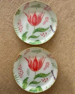 Platos decoupage para regalar León flores Tulipán rojo