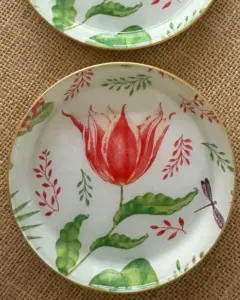 Platos decoupage para regalar flores Tulipán rojo