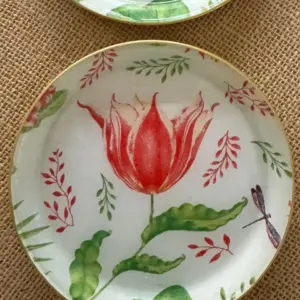 Platos decoupage para regalar flores Tulipán rojo
