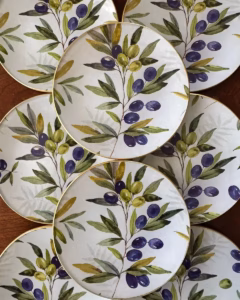 Platos decoupage para regalar aceitunas - olivas