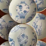 Platos decoupage para regalar jarrón azul