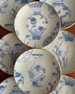 Platos decoupage para regalar jarrón azul