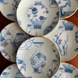 Platos decoupage para regalar jarrón azul