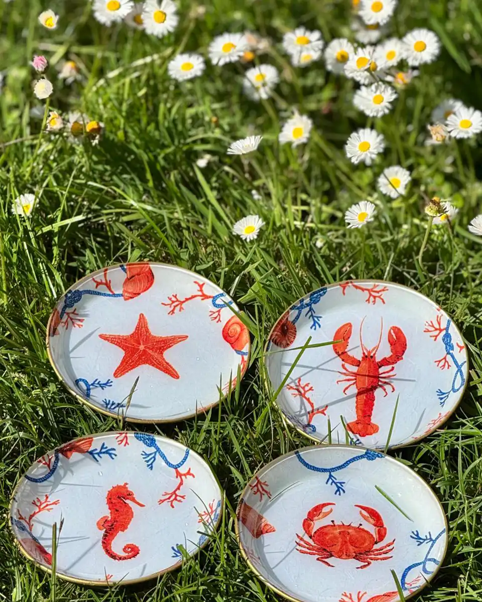 Platos decoupage para regalar animales marinos Platos decoupage para regalar animales marinos