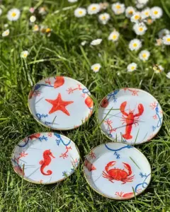 Platos decoupage para regalar animales marinos