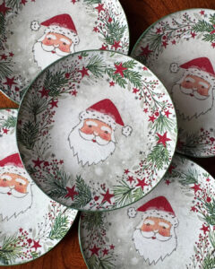 Platos decoupage para regalar Papá Noel