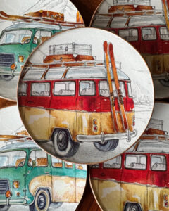 Platos decoupage para regalar León perros de caza