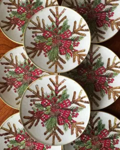 Platos decoupage para regalar lazo rojo