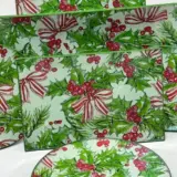 Platos decoupage para regalar lazo y acebo