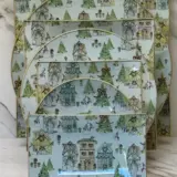 Platos decoupage para regalar pueblo navideño