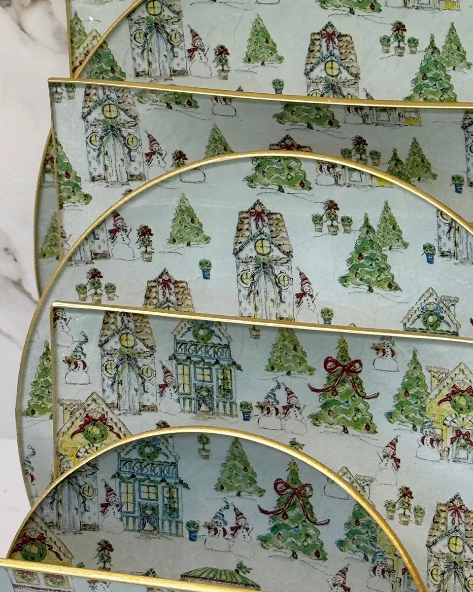 Platos decoupage León para regalar pueblo navideño Platos decoupage León para regalar pueblo navideño