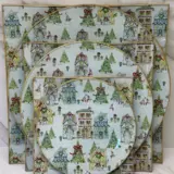 Platos decoupage para regalar pueblo navideño