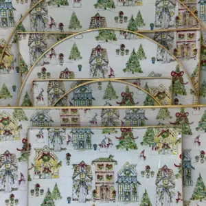 Platos decoupage para regalar pueblo navideño