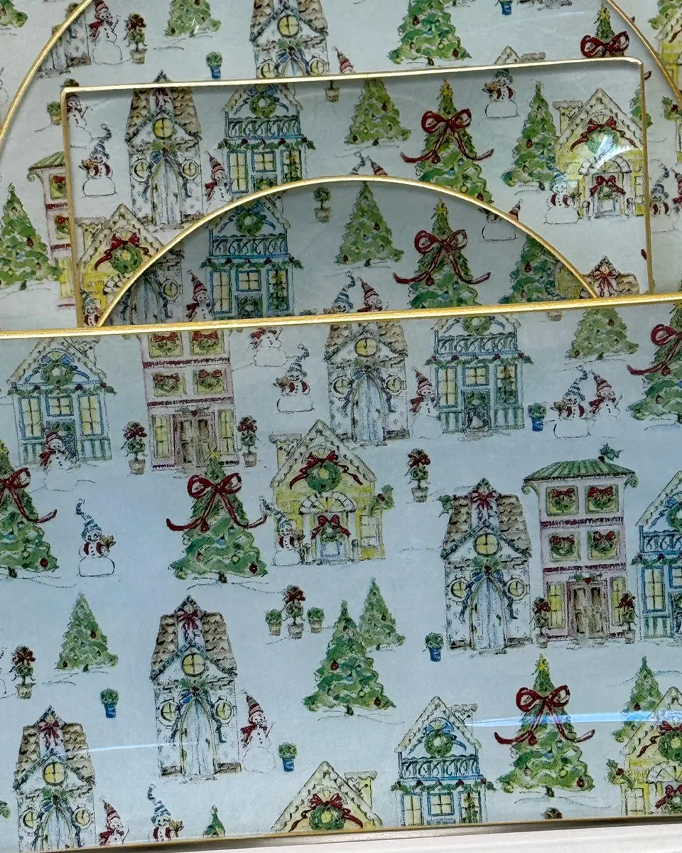 Platos decoupage León para regalar pueblo navideño Platos decoupage León para regalar pueblo navideño