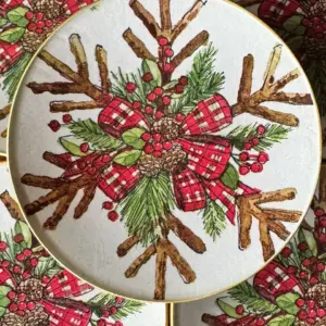 Platos decoupage para regalar lazo rojo