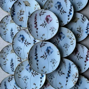 platos decoupage para regalar Flores rosas o azules