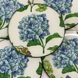 platos decoupage para regalar León hortensias azules
