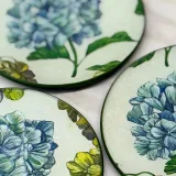 platos decoupage para regalar León hortensias azules