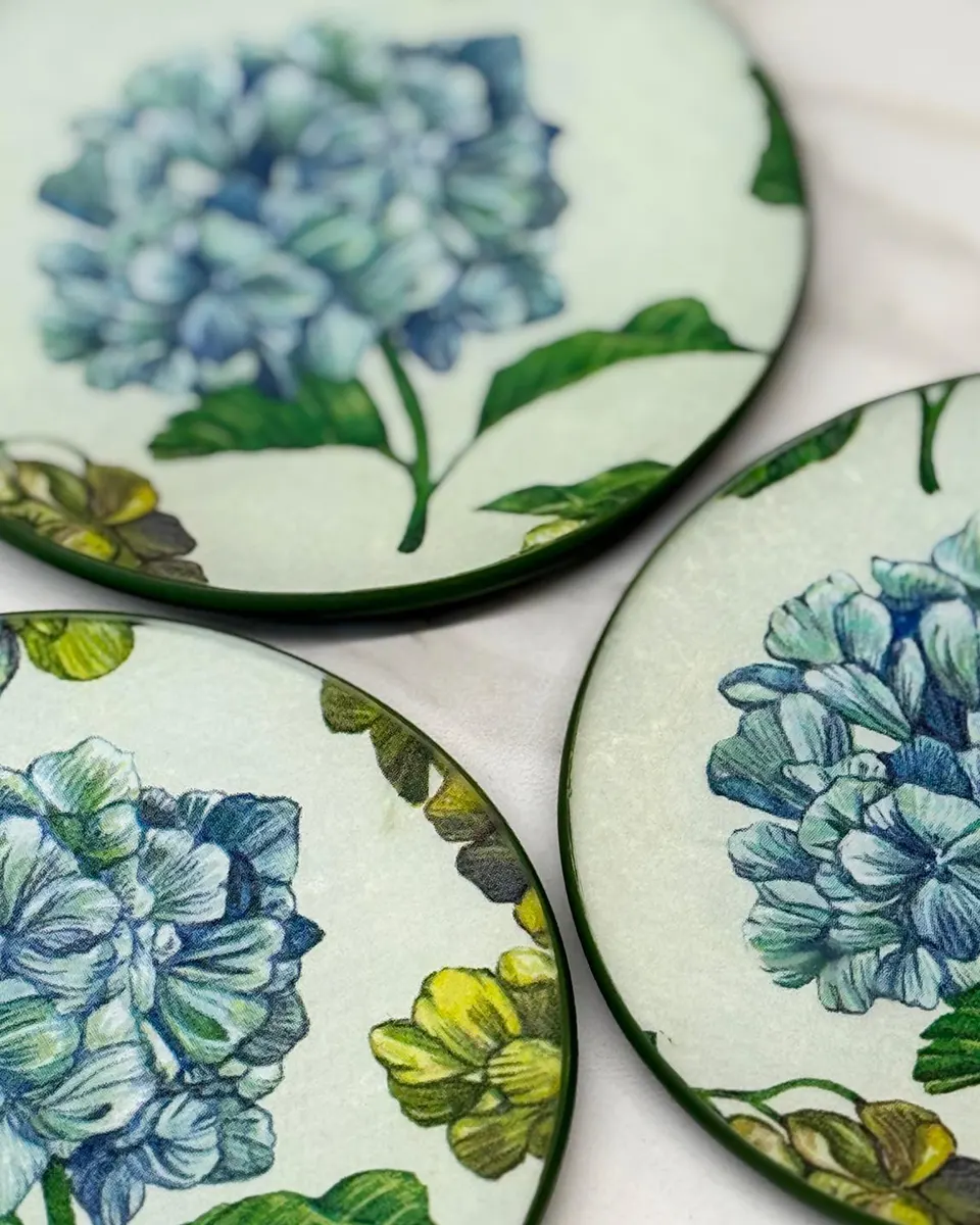 platos decoupage para regalar León hortensias azules platos decoupage para regalar León hortensias azules