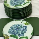 platos decoupage para regalar hortensias azules
