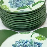 platos decoupage para regalar León hortensias azules