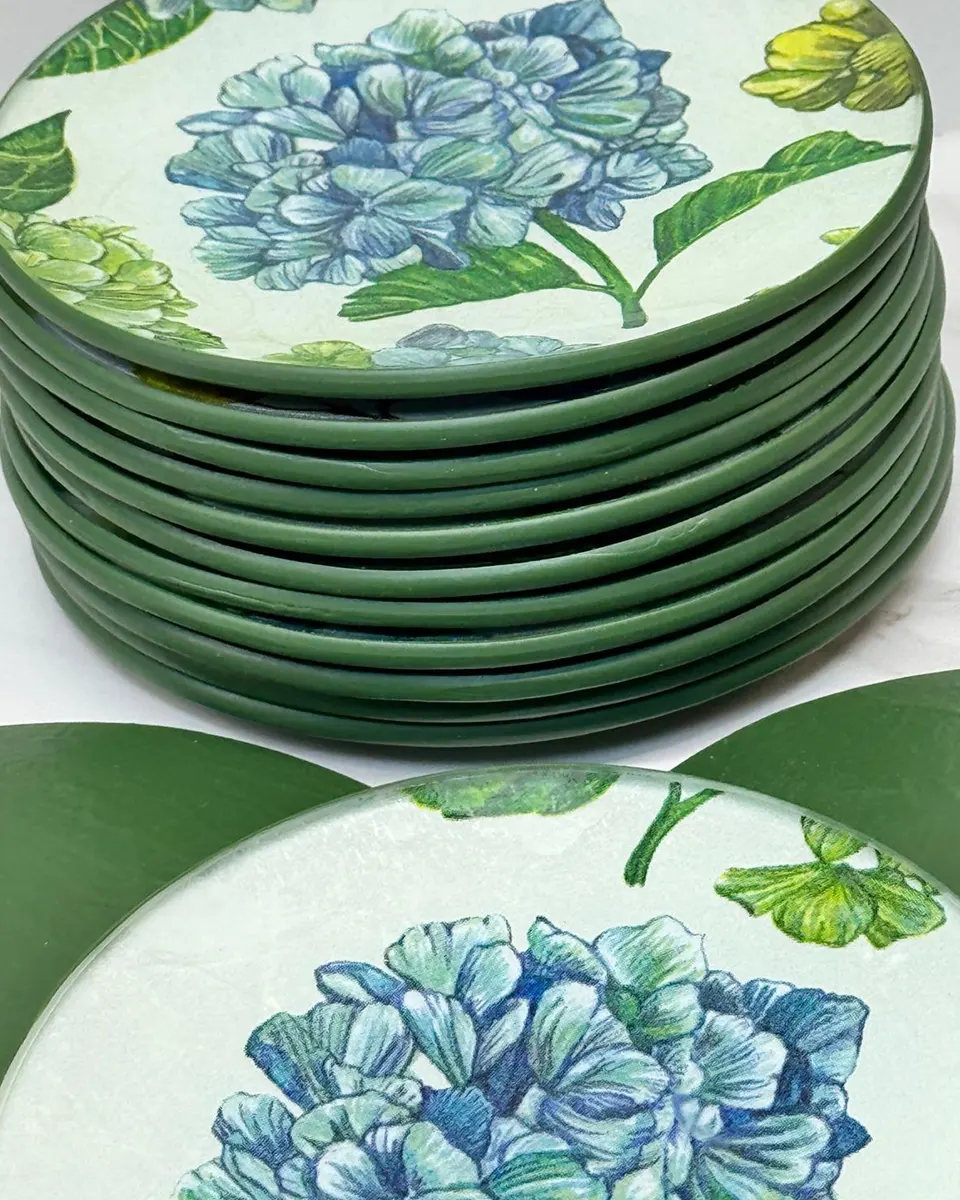 platos decoupage para regalar León hortensias azules platos decoupage para regalar León hortensias azules
