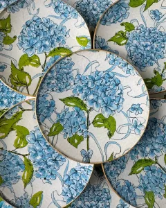 platos decoupage para regalar León hortensias azules claras