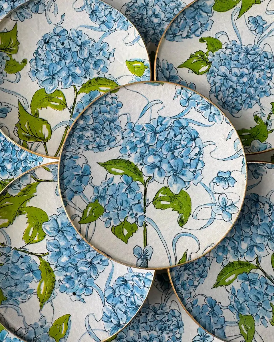 platos decoupage para regalar León hortensias azules claras platos decoupage para regalar León hortensias azules claras