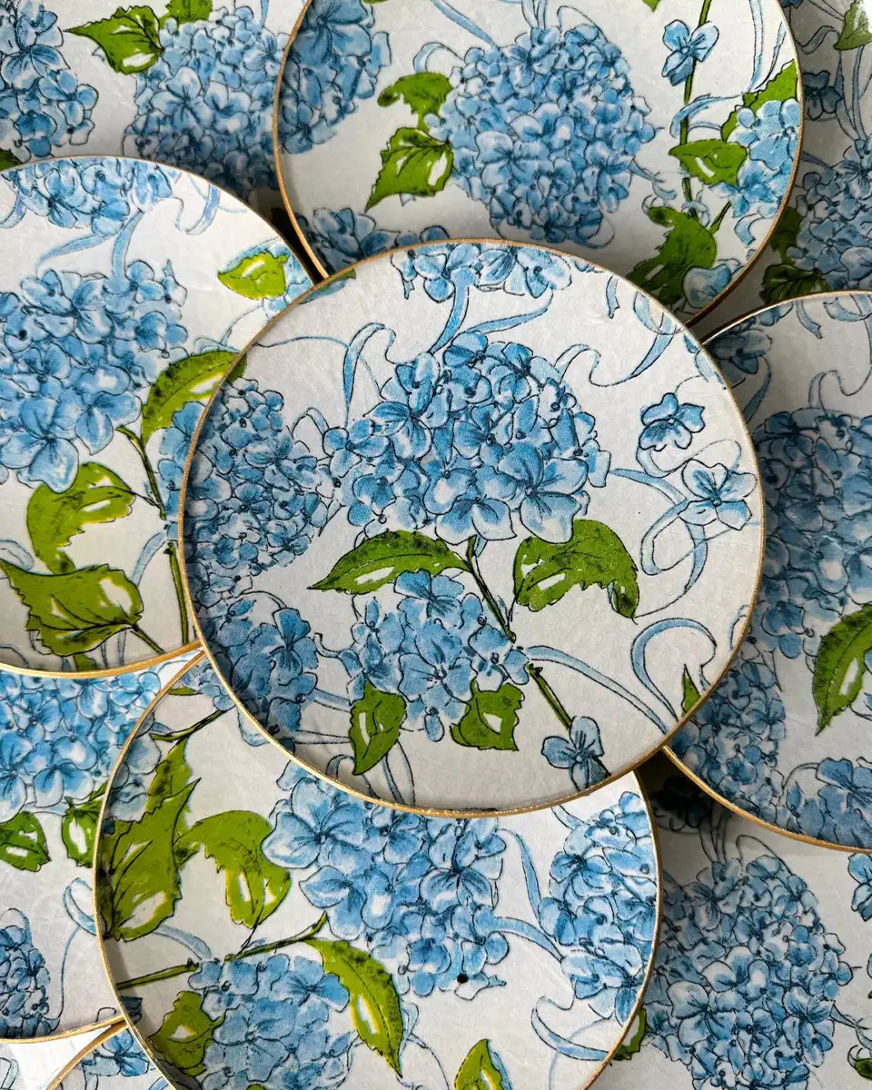 platos decoupage para regalar León hortensias azules claras platos decoupage para regalar hortensias azules claras