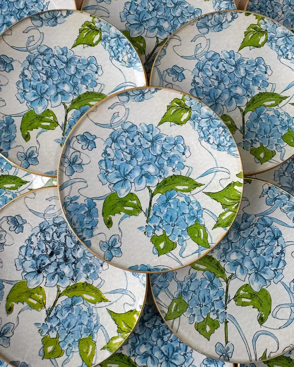 platos decoupage para regalar León hortensias azules claras platos decoupage para regalar León hortensias azules claras