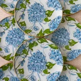 platos decoupage para regalar hortensias azules claras