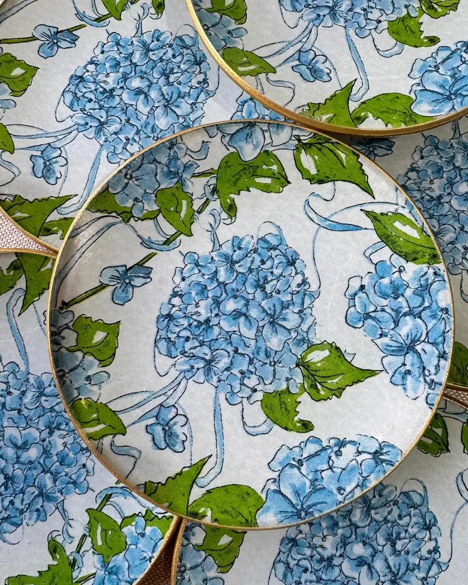platos decoupage para regalar León hortensias azules claras platos decoupage para regalar León hortensias azules claras