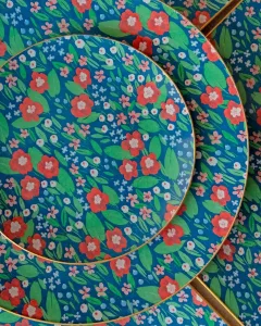 platos decoupage para regalar León flores rojas